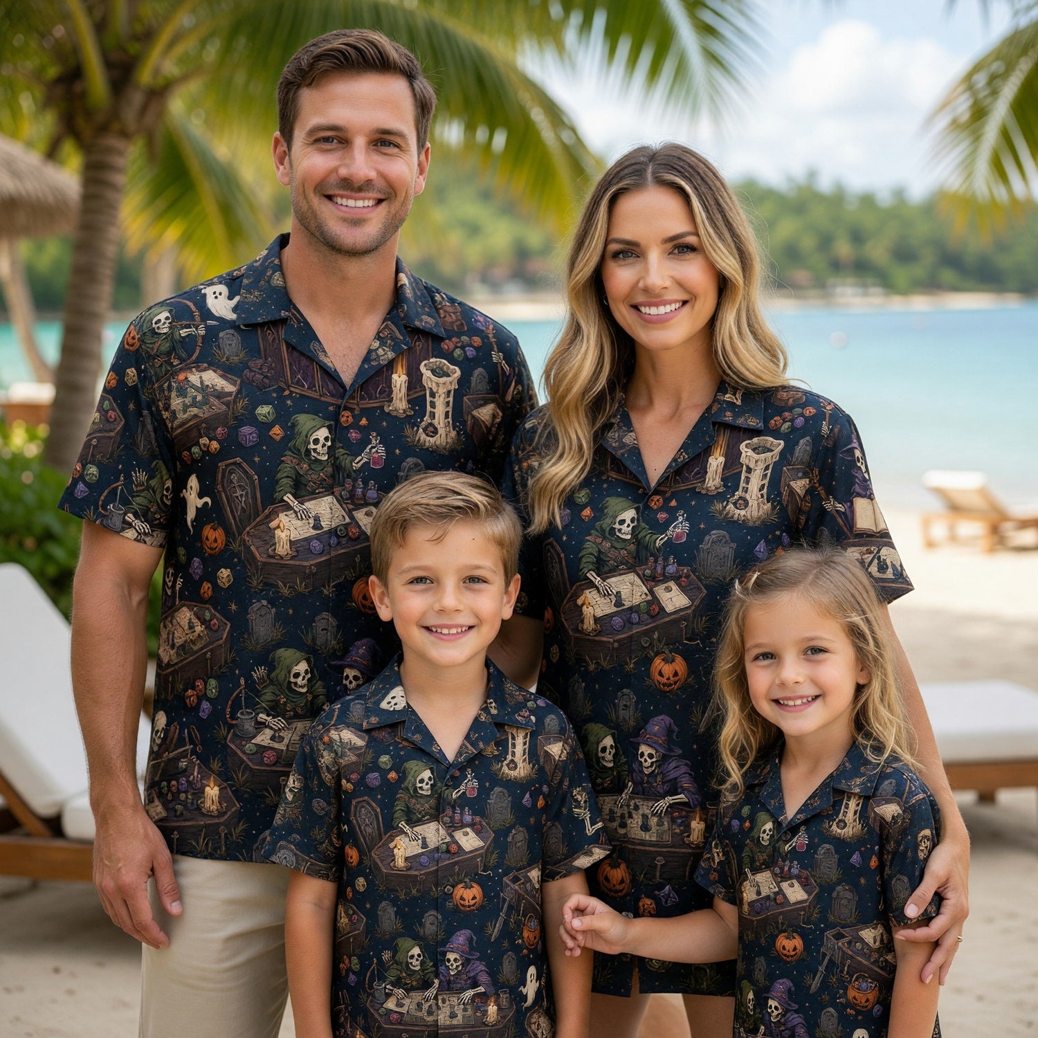 Skeleton Gamers Hawaiian Shirt - Halloween RPG Tabletop Apparel