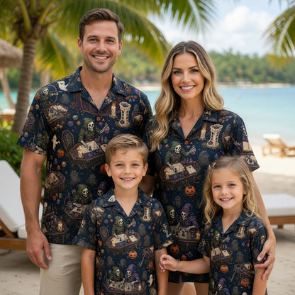 Skeleton Gamers Hawaiian Shirt - Halloween RPG Tabletop Apparel