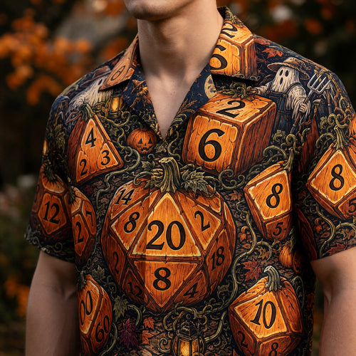 Halloween Dice Hawaiian Shirt - Spooky Pumpkin RPG Apparel
