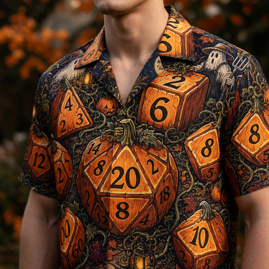 Halloween Dice Hawaiian Shirt - Spooky Pumpkin RPG Apparel
