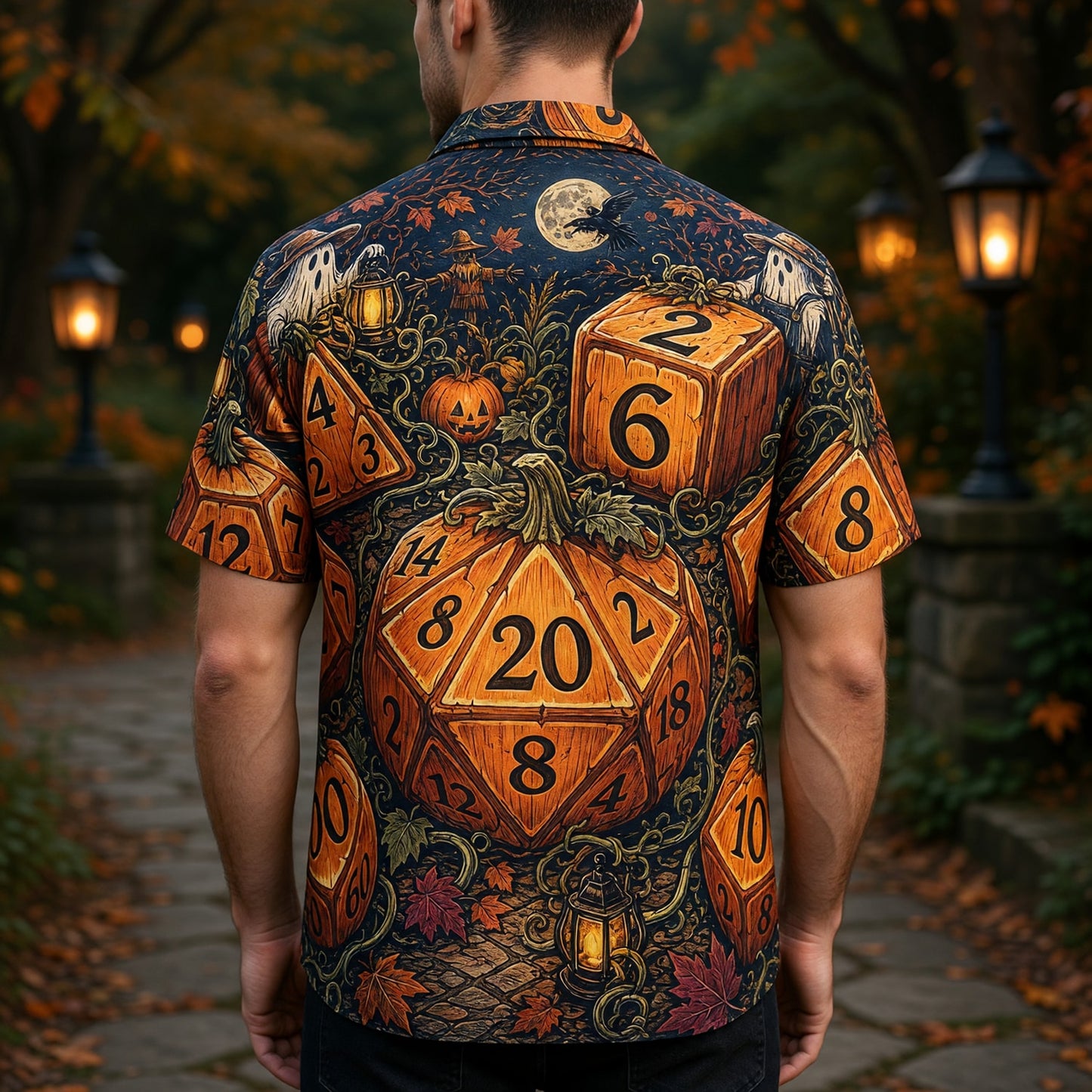 Halloween Dice Hawaiian Shirt - Spooky Pumpkin RPG Apparel