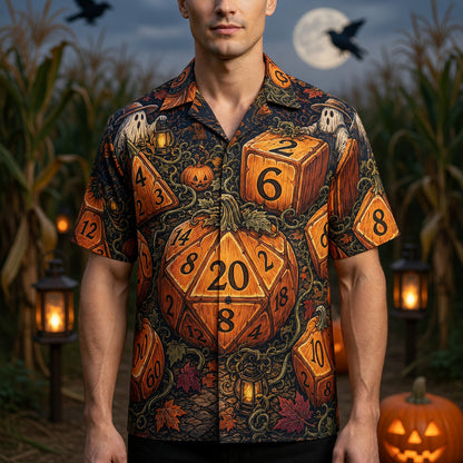 Halloween Dice Hawaiian Shirt - Spooky Pumpkin RPG Apparel