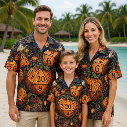 Halloween Dice Hawaiian Shirt - Spooky Pumpkin RPG Apparel