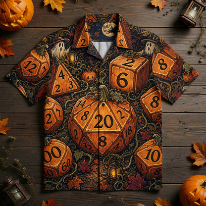 Halloween Dice Hawaiian Shirt - Spooky Pumpkin RPG Apparel