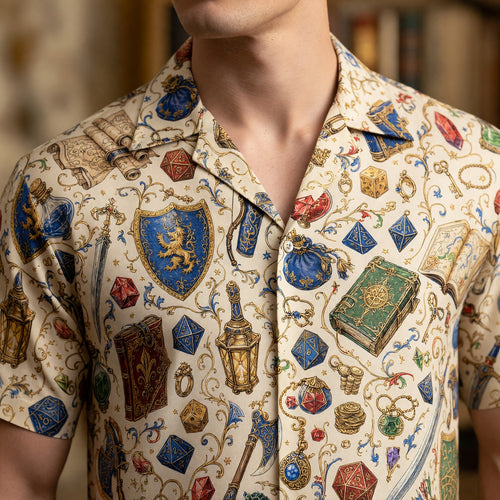 Fantasy Dungeon Hawaiian Shirt - Fantasy RPG Dice Pattern