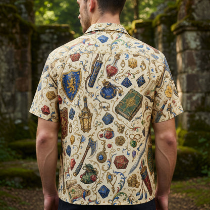 Fantasy Dungeon Hawaiian Shirt - Fantasy RPG Dice Pattern