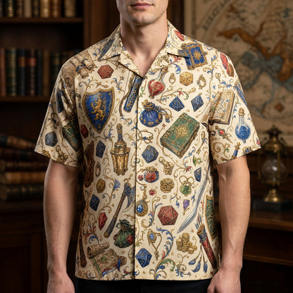 Fantasy Dungeon Hawaiian Shirt - Fantasy RPG Dice Pattern