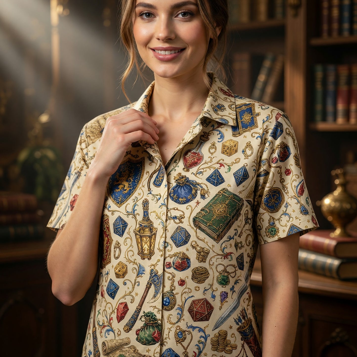 Fantasy Dungeon Hawaiian Shirt - Fantasy RPG Dice Pattern