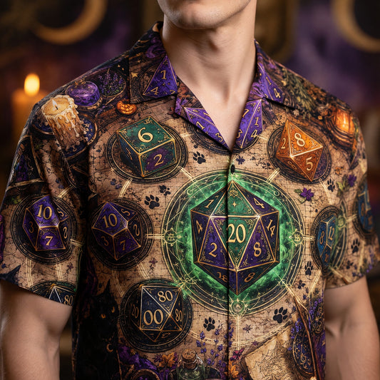 Mystic Dice Hawaiian Shirt - Witchy RPG Fantasy Apparel
