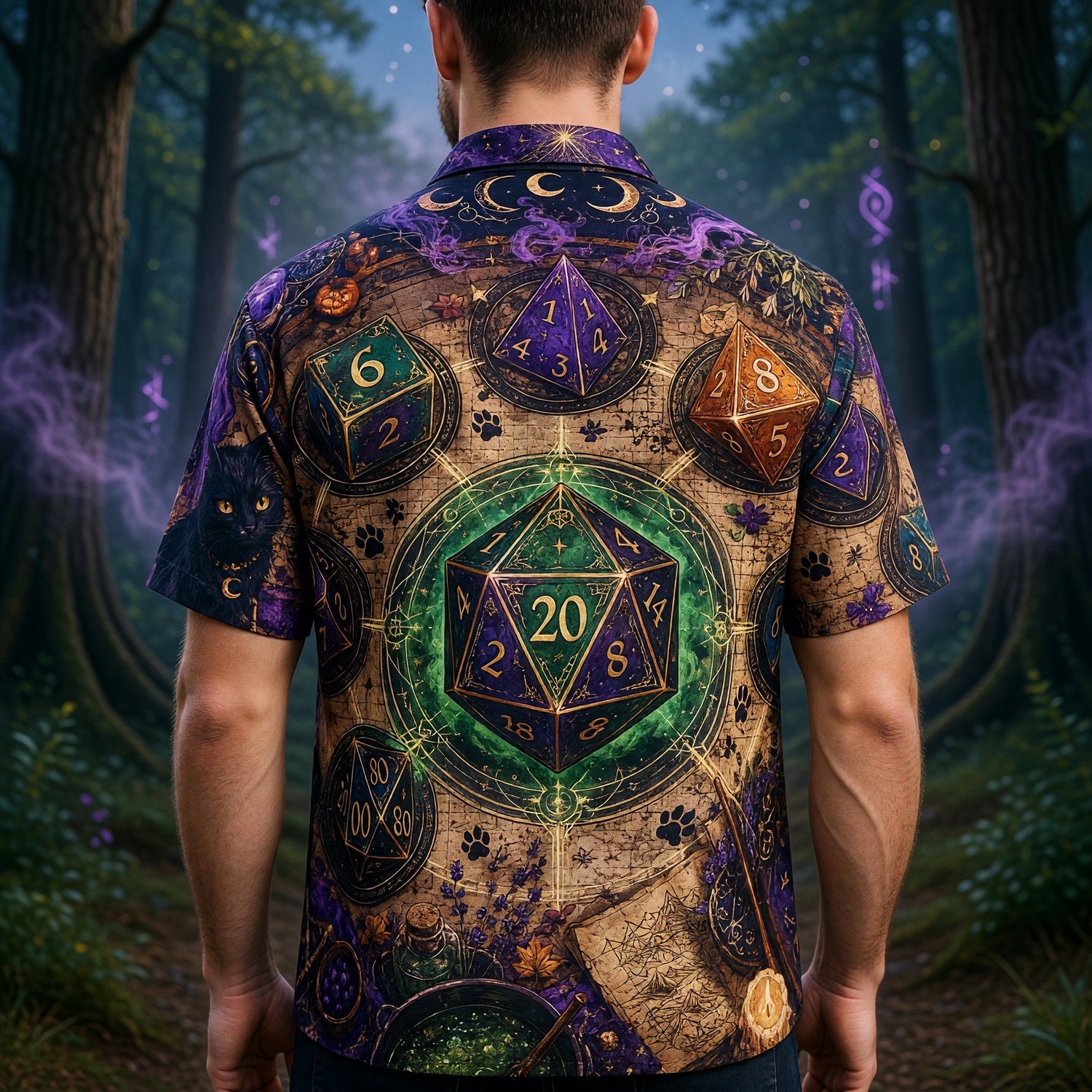 Mystic Dice Hawaiian Shirt - Witchy RPG Fantasy Apparel