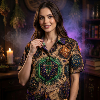 Mystic Dice Hawaiian Shirt - Witchy RPG Fantasy Apparel