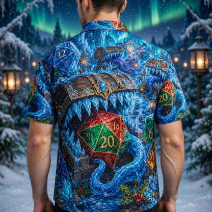 Dice Winter Fantasy Hawaiian Shirt - Icy Christmas RPG Apparel