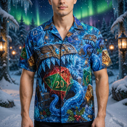 Dice Winter Fantasy Hawaiian Shirt - Icy Christmas RPG Apparel