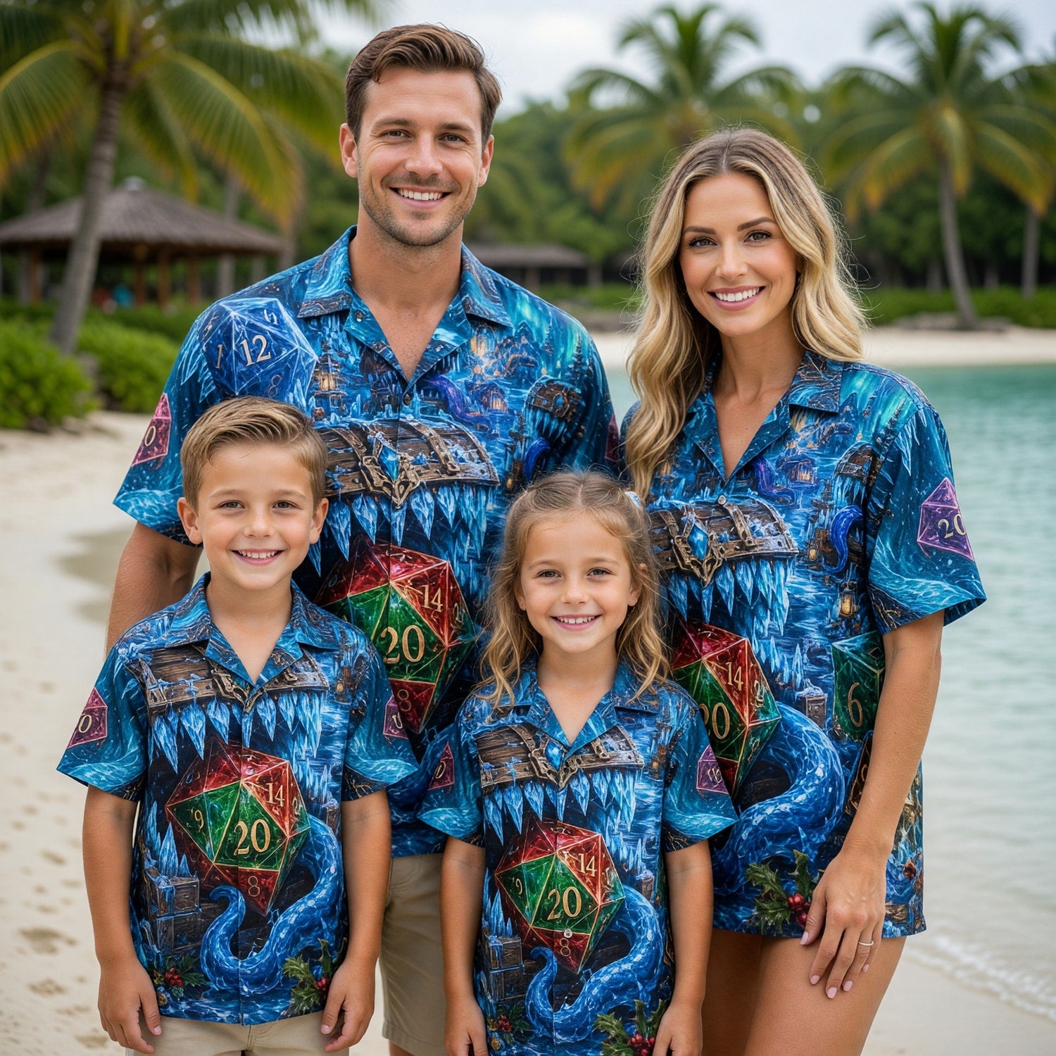 Dice Winter Fantasy Hawaiian Shirt - Icy Christmas RPG Apparel