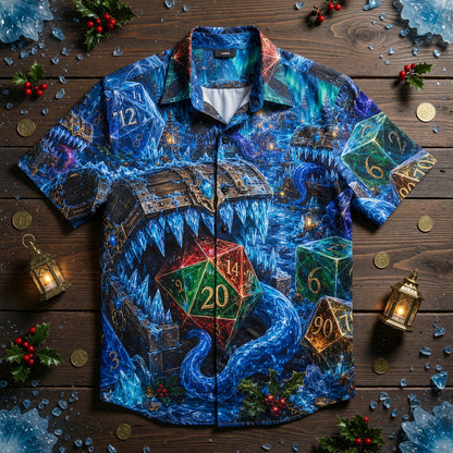 Dice Winter Fantasy Hawaiian Shirt - Icy Christmas RPG Apparel