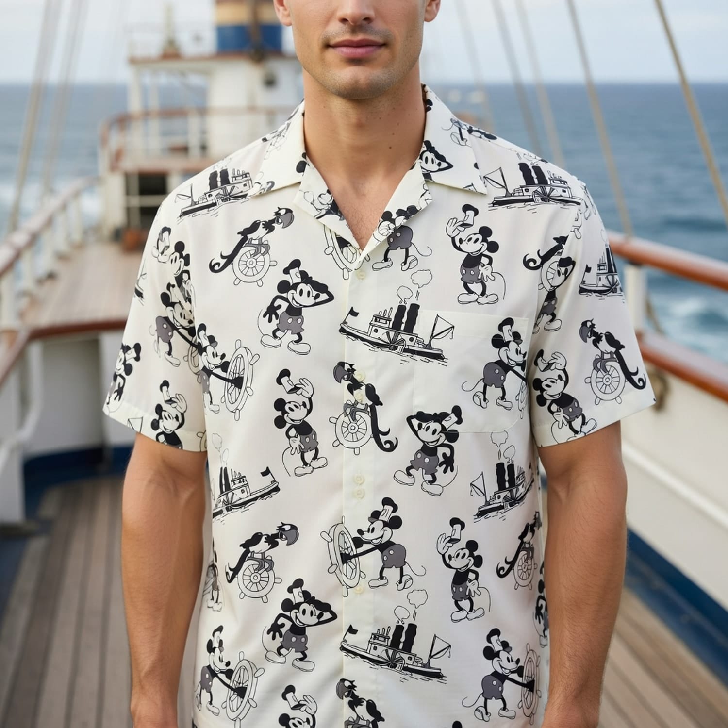 Vintage Steamboat Mouse Hawaiian Shirt - Vintage Sailor Print