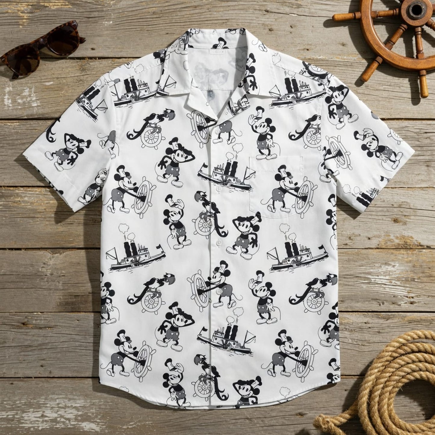 Vintage Steamboat Mouse Hawaiian Shirt - Vintage Sailor Print
