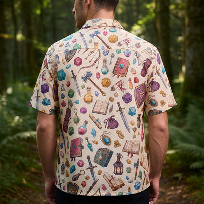 Fantasy Dungeon Hawaiian Shirt - Fantasy RPG Dice Pattern