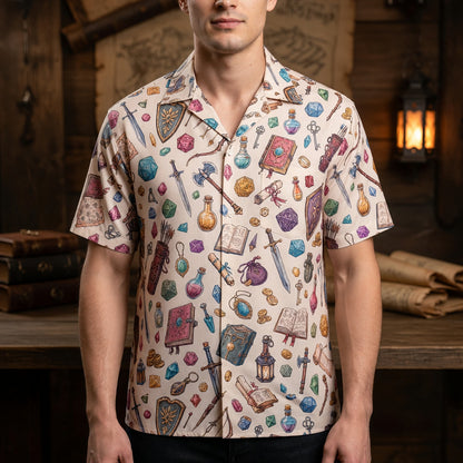 Fantasy Dungeon Hawaiian Shirt - Fantasy RPG Dice Pattern