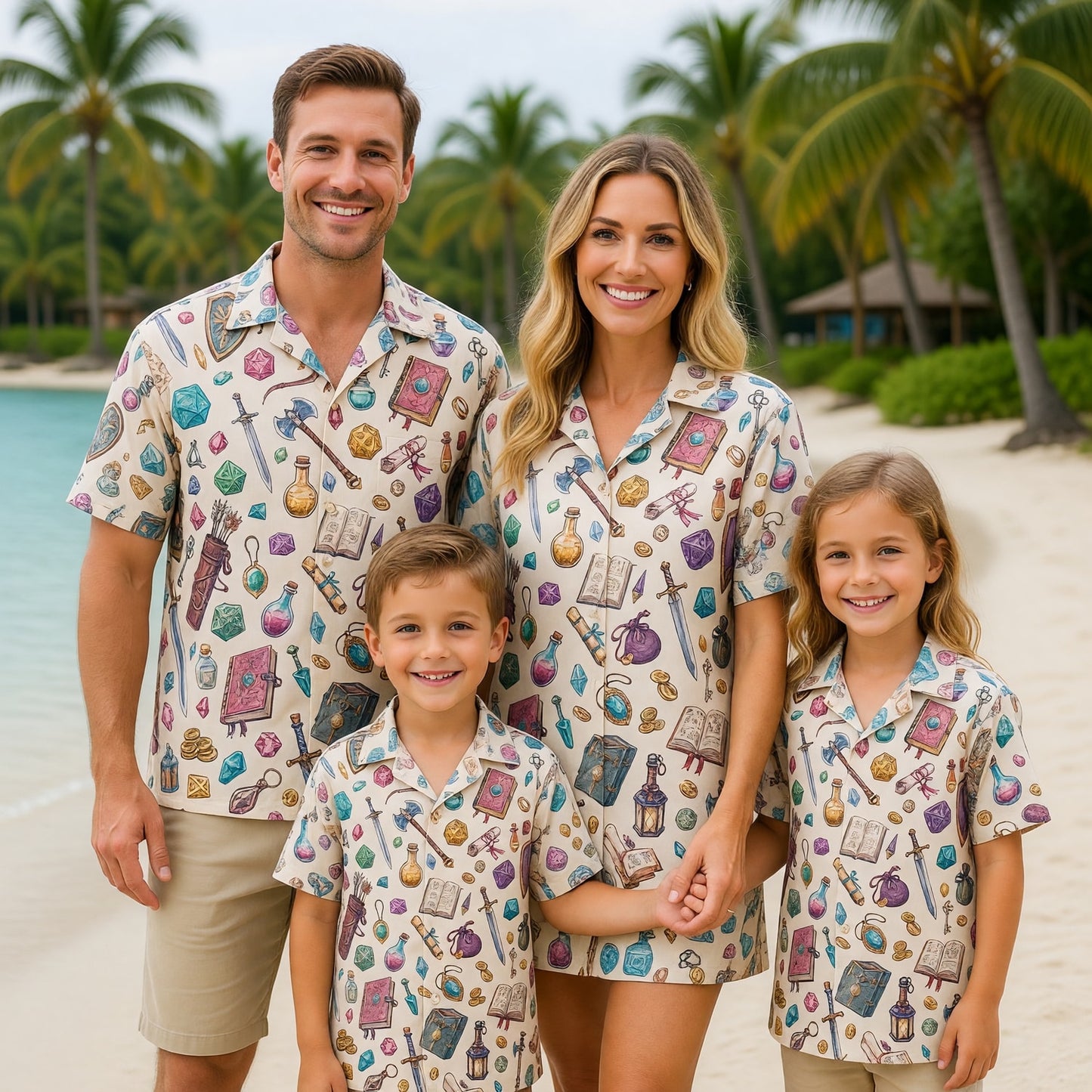 Fantasy Dungeon Hawaiian Shirt - Fantasy RPG Dice Pattern