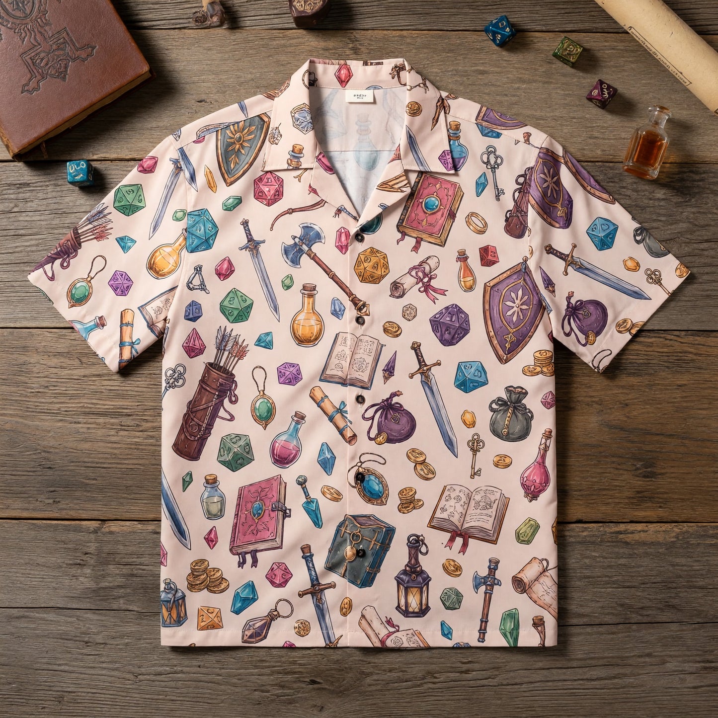 Fantasy Dungeon Hawaiian Shirt - Fantasy RPG Dice Pattern