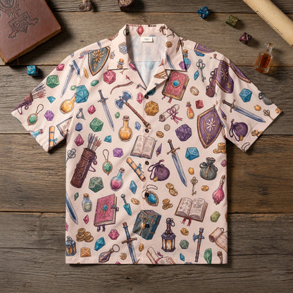 Fantasy Dungeon Hawaiian Shirt - Fantasy RPG Dice Pattern