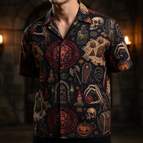 Fantasy Dungeon Hawaiian Shirt - Dark Fantasy RPG Gaming