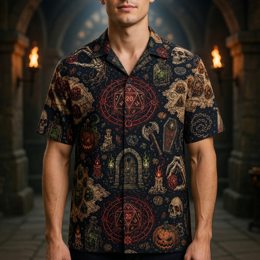 Fantasy Dungeon Hawaiian Shirt - Dark Fantasy RPG Gaming