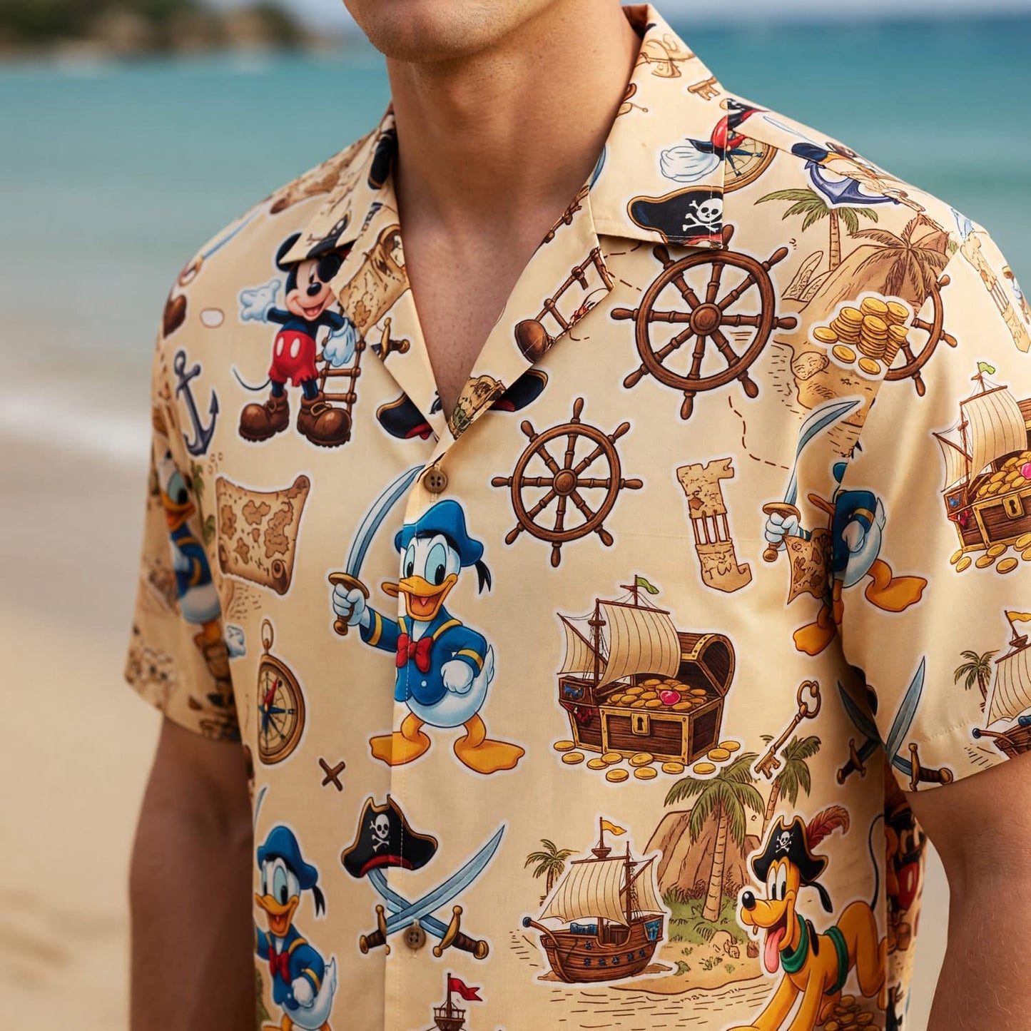 Pirates Hawaiian Shirt - Mouse Duck Silly Dog Pirate Apparel