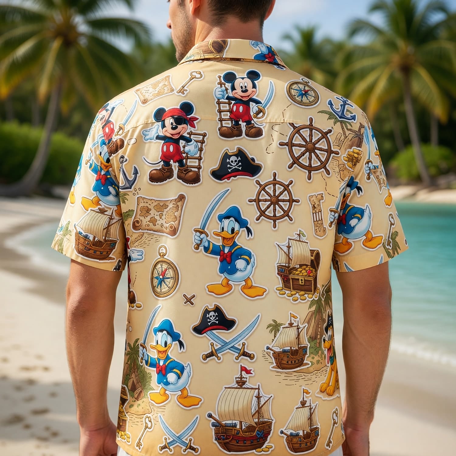 Pirates Hawaiian Shirt - Mouse Duck Silly Dog Pirate Apparel