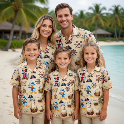 Pirates Hawaiian Shirt - Mouse Duck Silly Dog Pirate Apparel