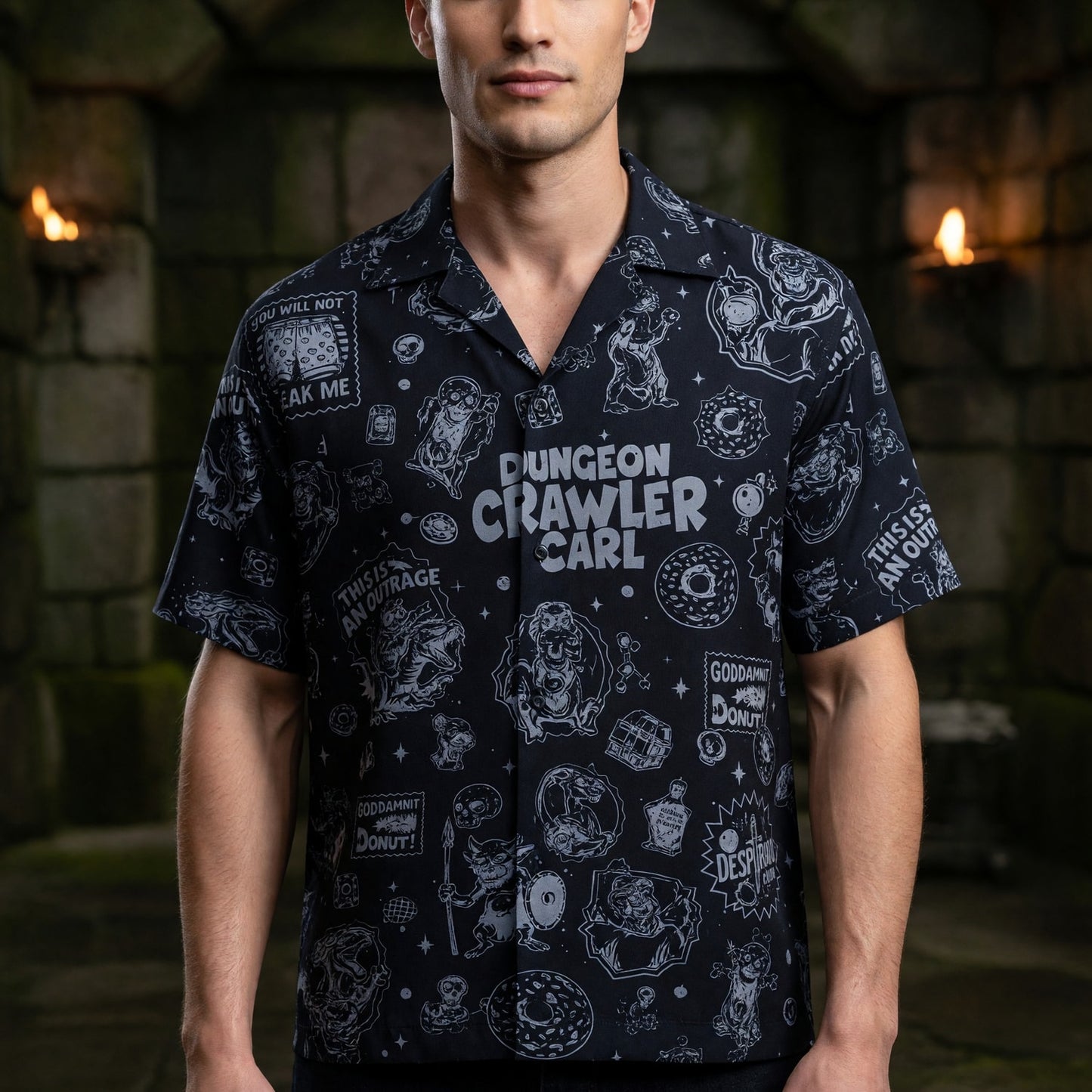 Dungeon Crawler Hawaiian Shirt - LitRPG Book Pattern Apparel
