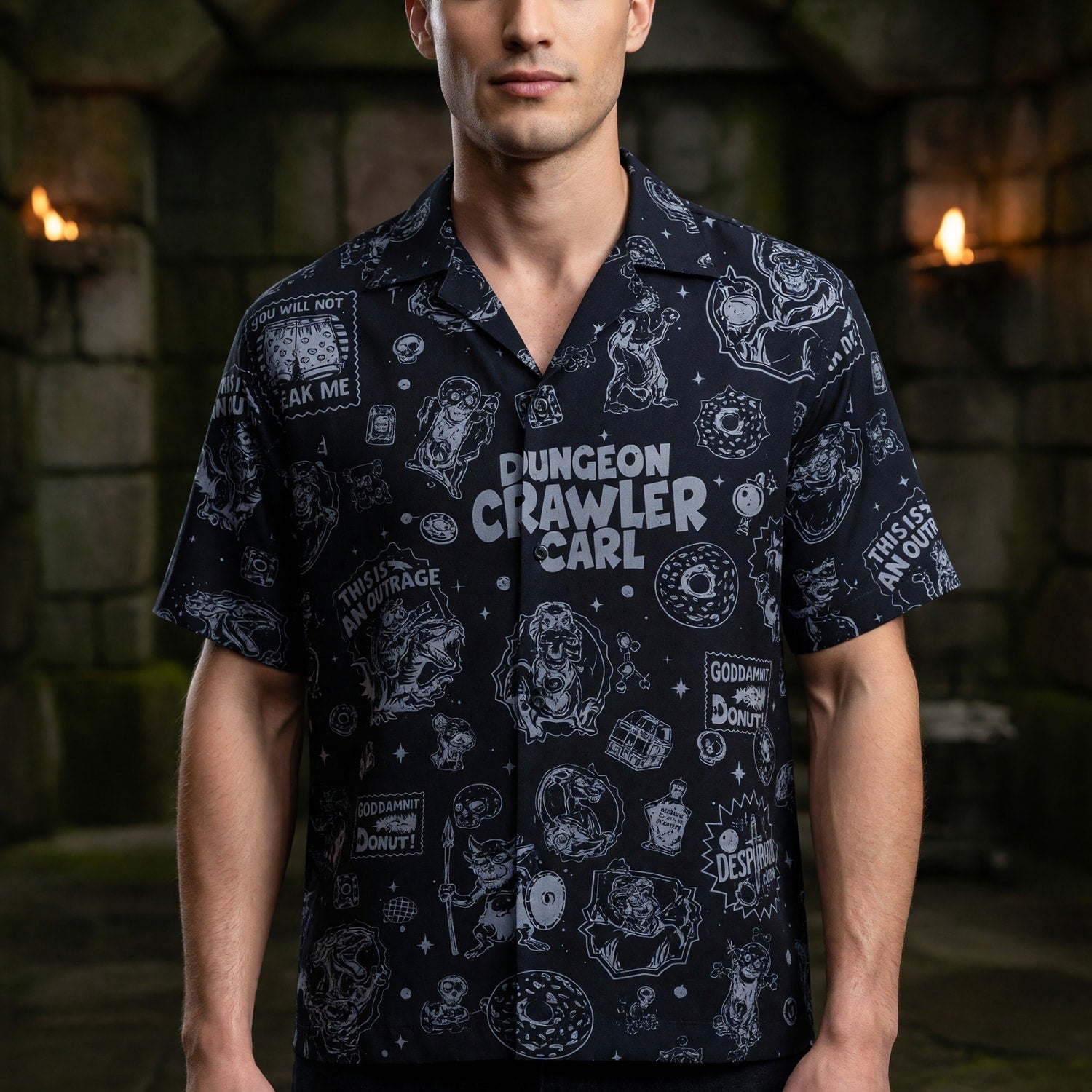 Dungeon Crawler Hawaiian Shirt - LitRPG Book Pattern Apparel