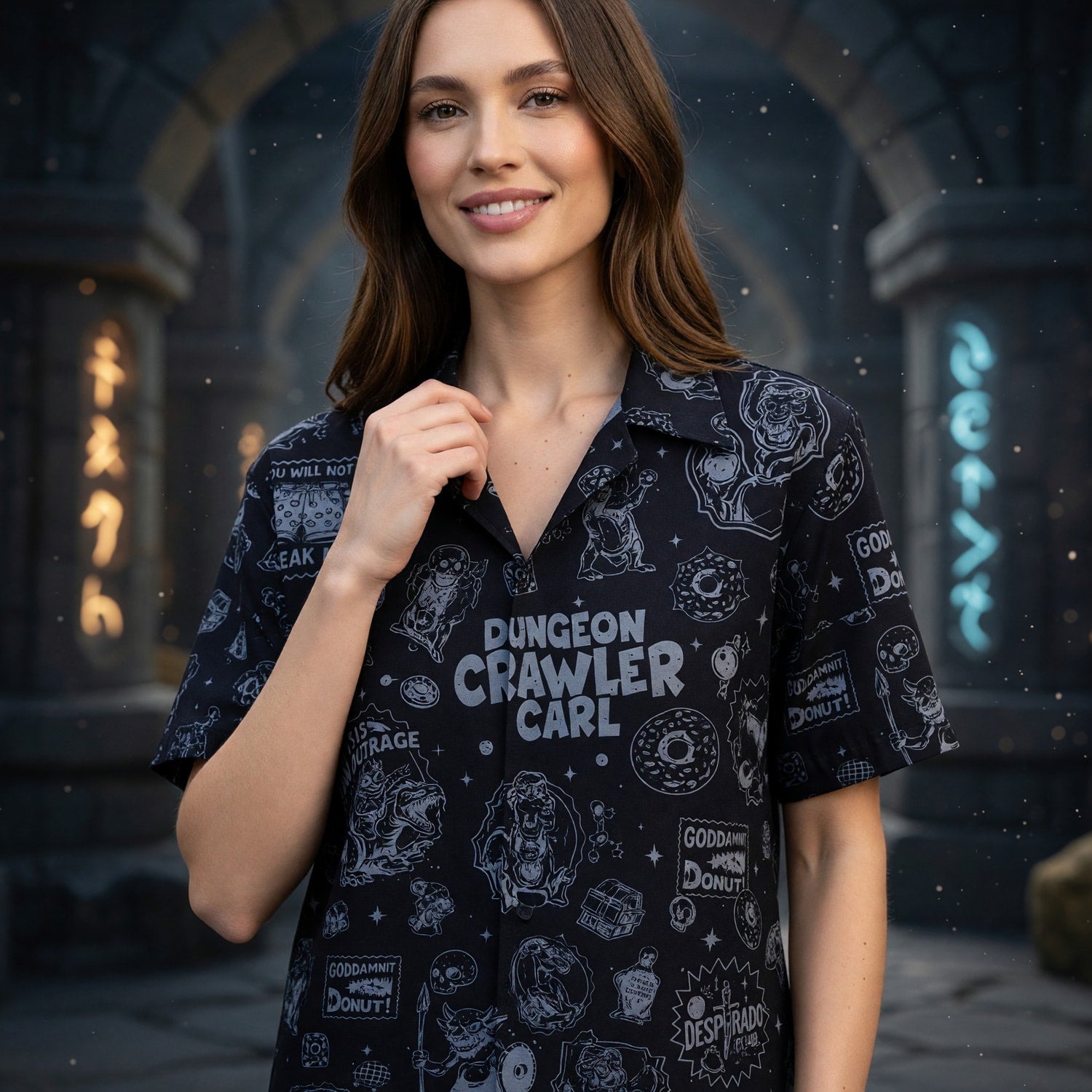 Dungeon Crawler Hawaiian Shirt - LitRPG Book Pattern Apparel