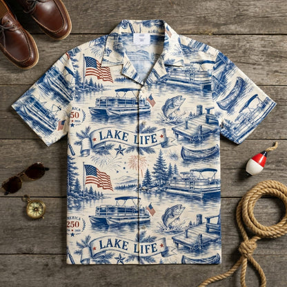 America 250 Lake Life Premium Hawaiian Shirt - 1776-2026 Patriotic Fishing - HW7TL6O001