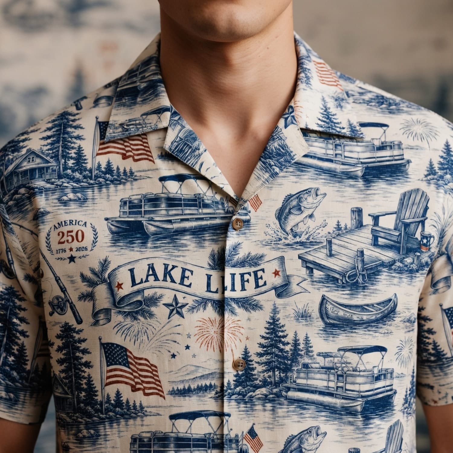 America 250 Lake Life Premium Hawaiian Shirt - 1776-2026 Patriotic Fishing - HW7TL6O001
