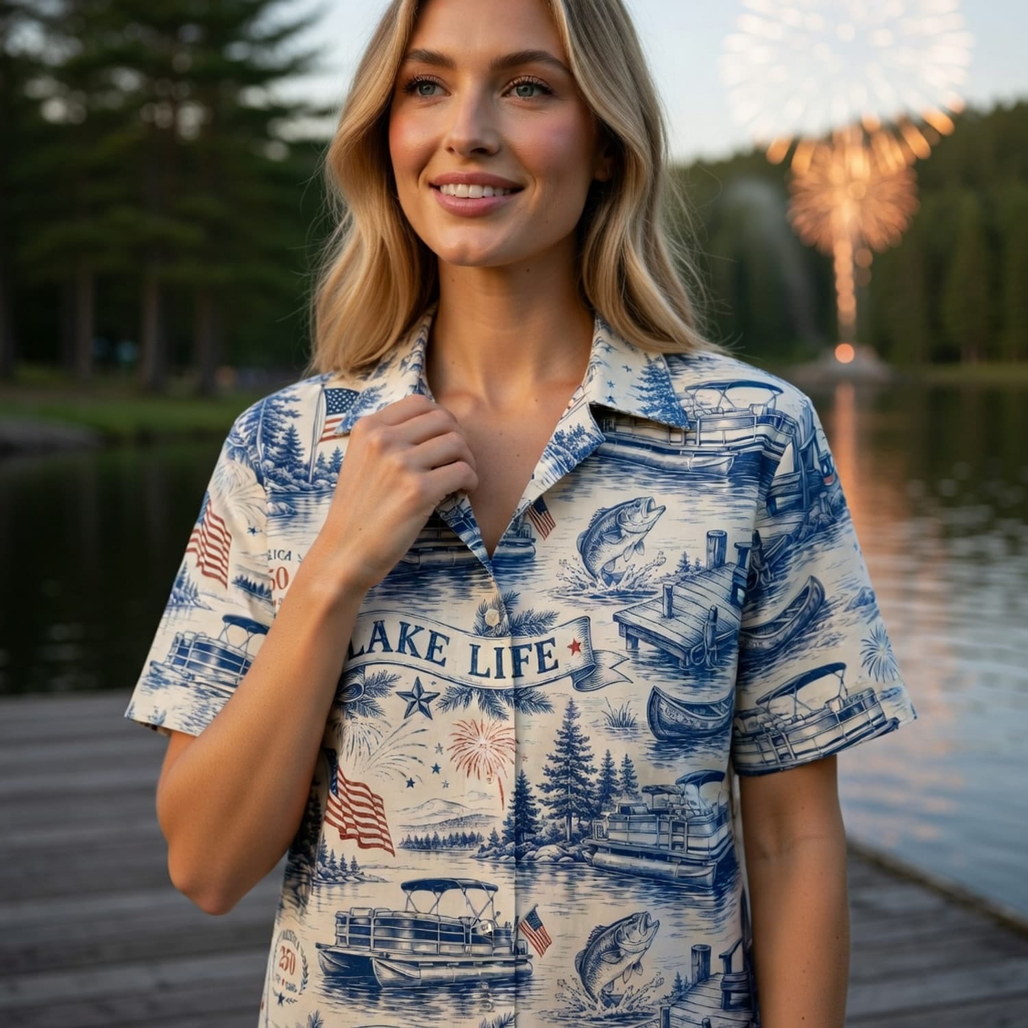 America 250 Lake Life Premium Hawaiian Shirt - 1776-2026 Patriotic Fishing - HW7TL6O001