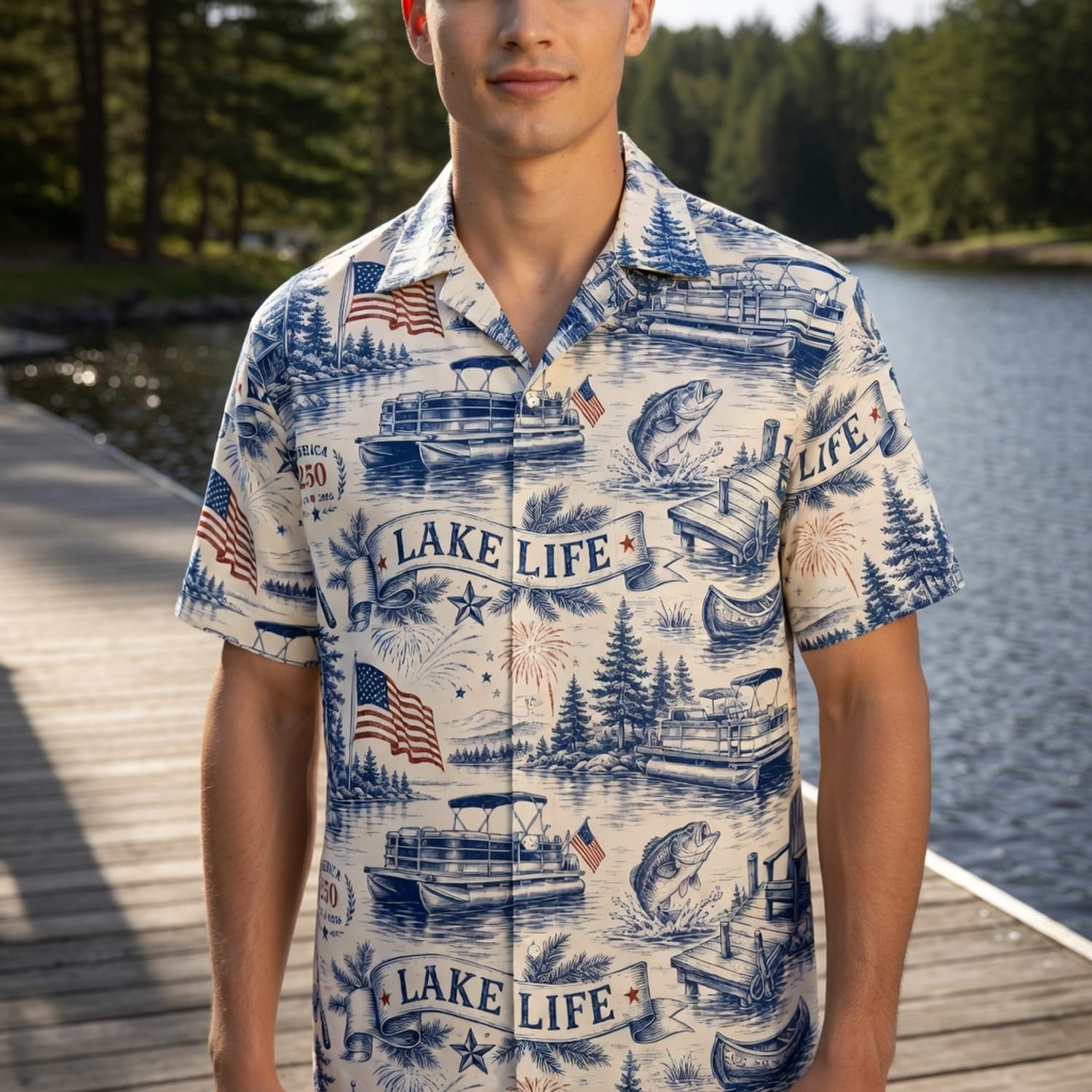 America 250 Lake Life Premium Hawaiian Shirt - 1776-2026 Patriotic Fishing - HW7TL6O001