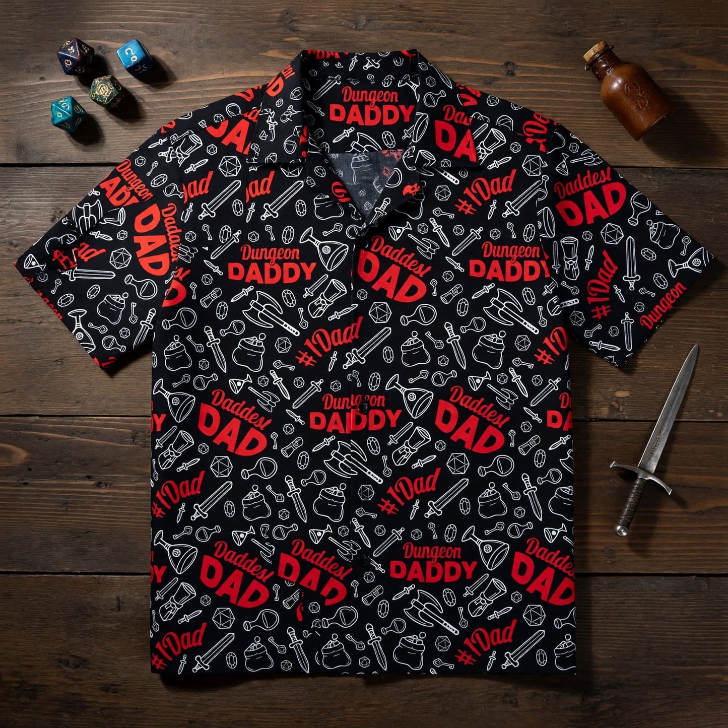 Dungeon Daddy Hawaiian Shirt - Dad Gamer RPG Apparel
