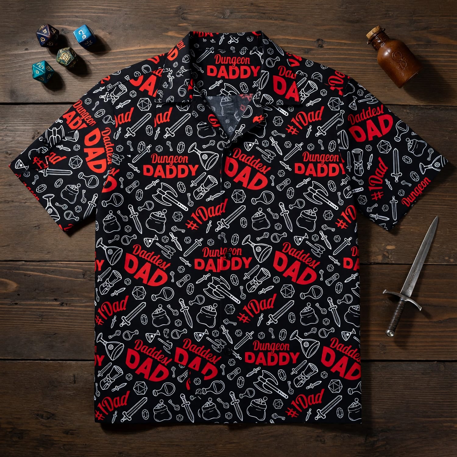 Dungeon Daddy Hawaiian Shirt - Dad Gamer RPG Apparel