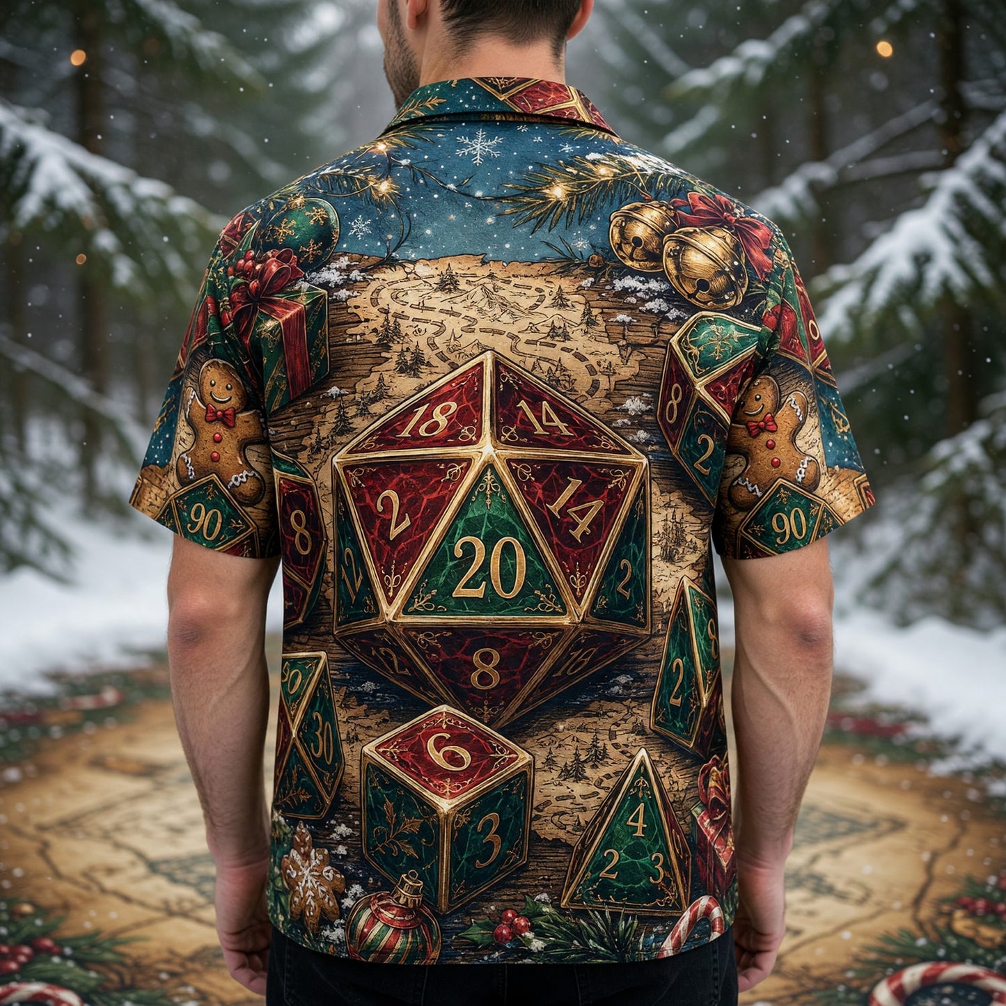 Christmas Dice Hawaiian Shirt - Holiday RPG Gaming Apparel