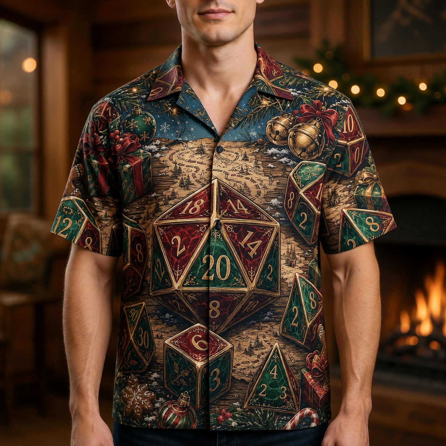 Christmas Dice Hawaiian Shirt - Holiday RPG Gaming Apparel
