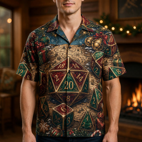 Christmas Dice Hawaiian Shirt - Holiday RPG Gaming Apparel