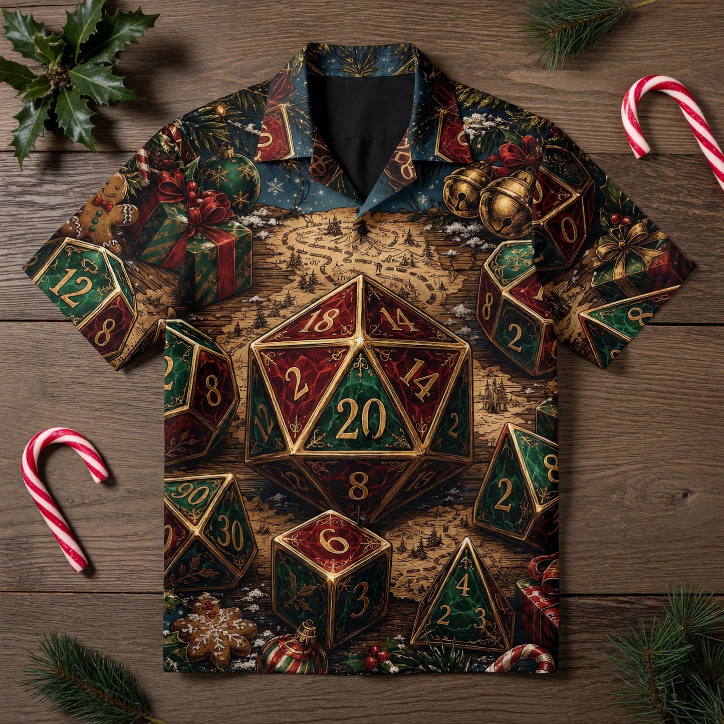 Christmas Dice Hawaiian Shirt - Holiday RPG Gaming Apparel