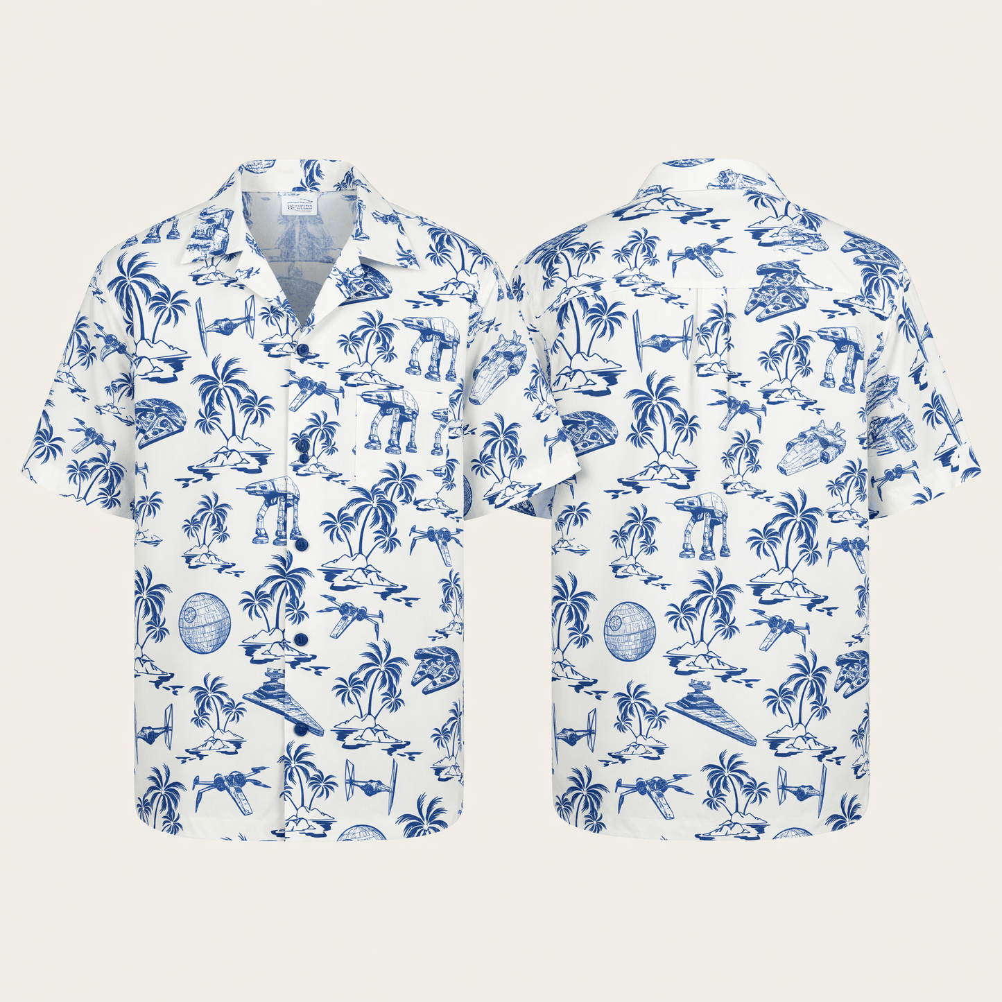 Galactic Aloha Shirt - Blue Tropical Starship Hawaiian