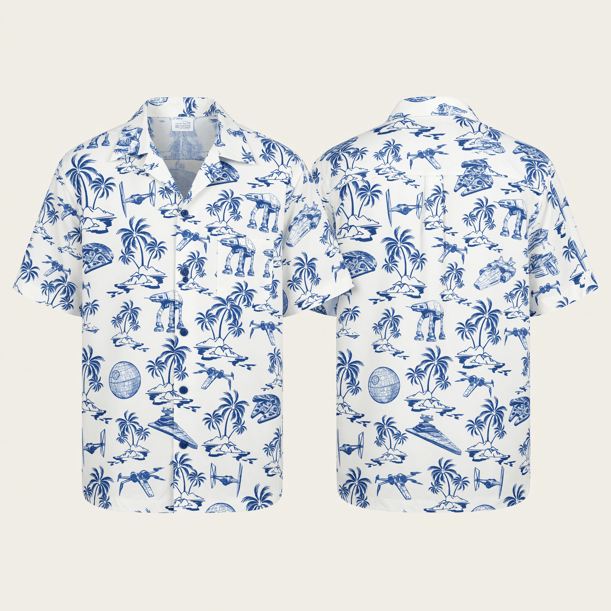 Galactic Aloha Shirt - Blue Tropical Starship Hawaiian