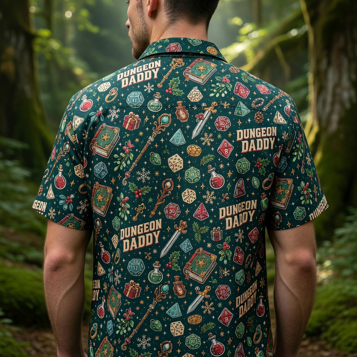 Dungeon Daddy Hawaiian Shirt - Christmas RPG Gamer Pattern