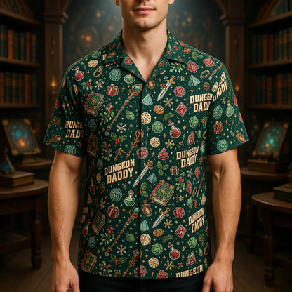 Dungeon Daddy Hawaiian Shirt - Christmas RPG Gamer Pattern
