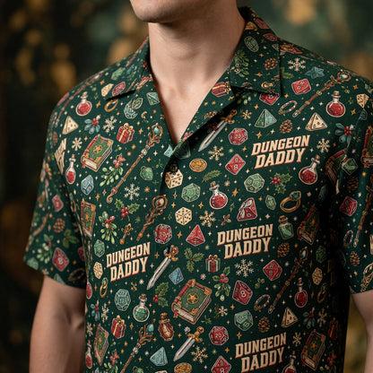 Dungeon Daddy Hawaiian Shirt - Christmas RPG Gamer Pattern