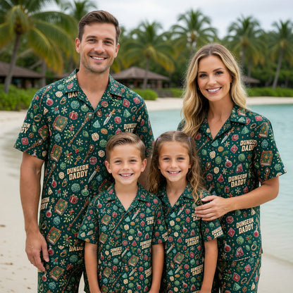 Dungeon Daddy Hawaiian Shirt - Christmas RPG Gamer Pattern